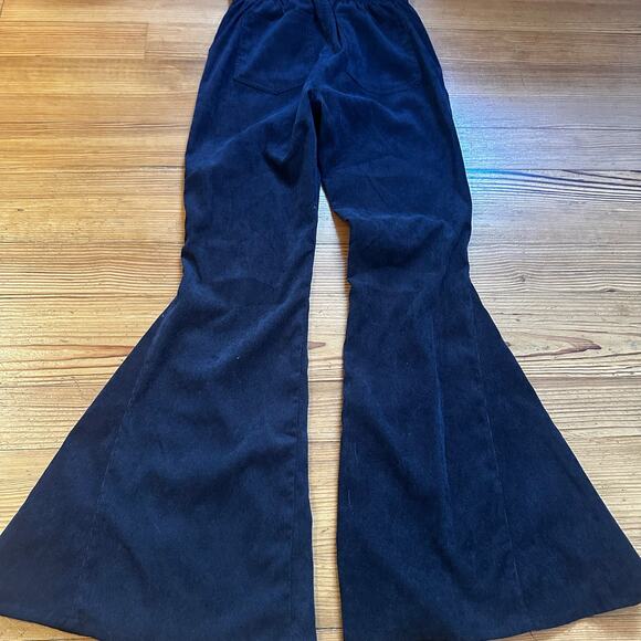 Dark blue corduroy large flare elastic waistband pant SIZE M - Picture 5 of 5